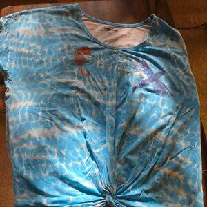 Lands End Blue Tie-Die Summer Tee